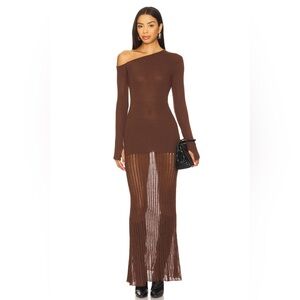 Seven Wonders - Greta One Shoulder Maxi Dress Chocolate (WORN ONCE) - Size Small